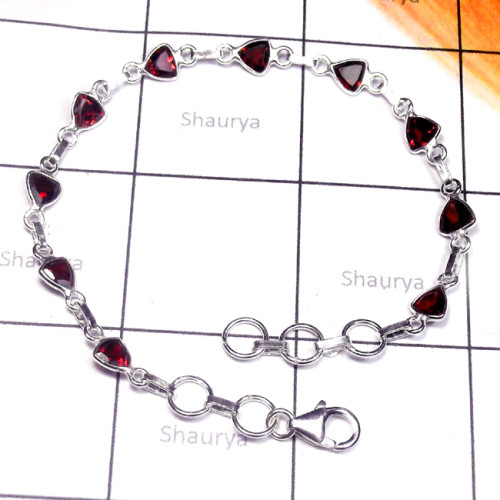 Garnet F - SBB961-Superior 925 Silver Multi Cab Gemstone Bejal Bracelet