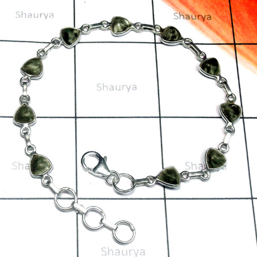 Seraphinite G - SBB961-Superior 925 Silver Multi Cab Gemstone Bejal Bracelet