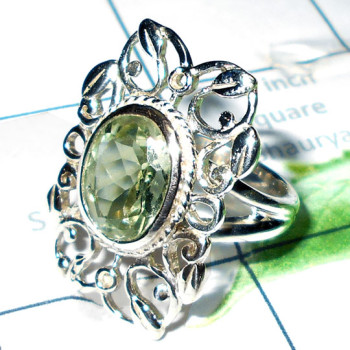 Green Amethyst cut O - SCR919-925 Sterling Silver Semiprecious Gemstone Casting Ring Green Amethyst cut O - SCR919-925 Sterling Silver Semiprecious Gemstone Casting Ring