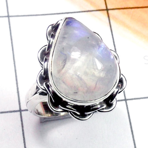 Rainbow A - SDR888-925 Exclusive Silver Cab Rainbow Gemstone Designer Ring