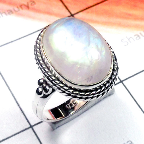 Rainbow B - SDR888-925 Exclusive Silver Cab Rainbow Gemstone Designer Ring