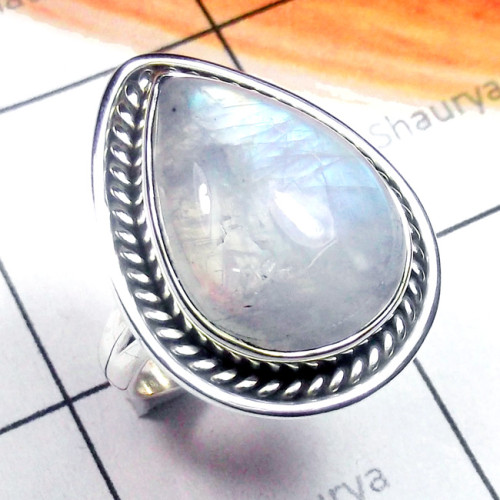Rainbow C - SDR888-925 Exclusive Silver Cab Rainbow Gemstone Designer Ring