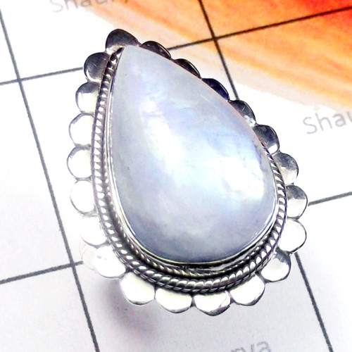 Rainbow D - SDR888-925 Exclusive Silver Cab Rainbow Gemstone Designer Ring