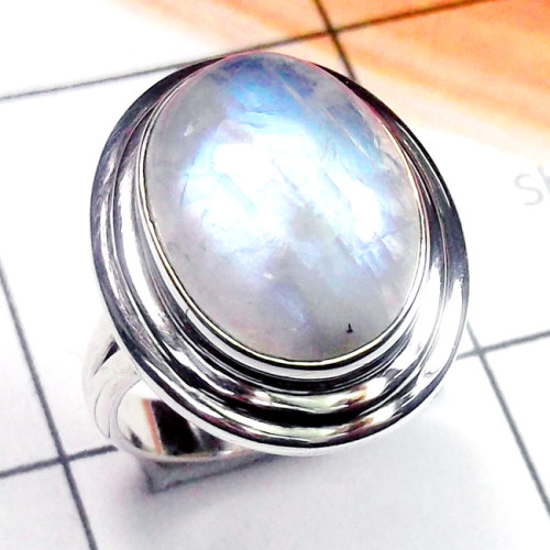 Rainbow O - SDR888-925 Exclusive Silver Cab Rainbow Gemstone Designer Ring