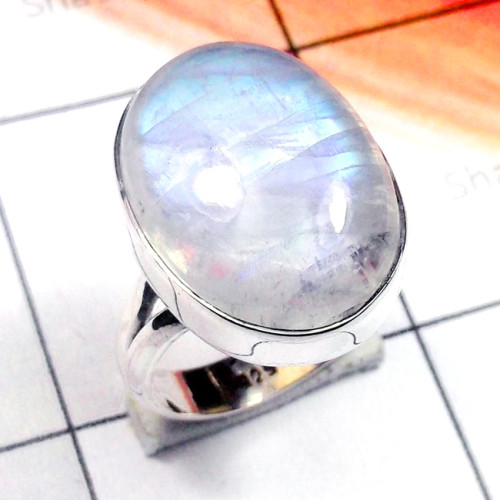 Rainbow C - PSR945-925 Plain Silver Cab Rainbow Stunning Ring