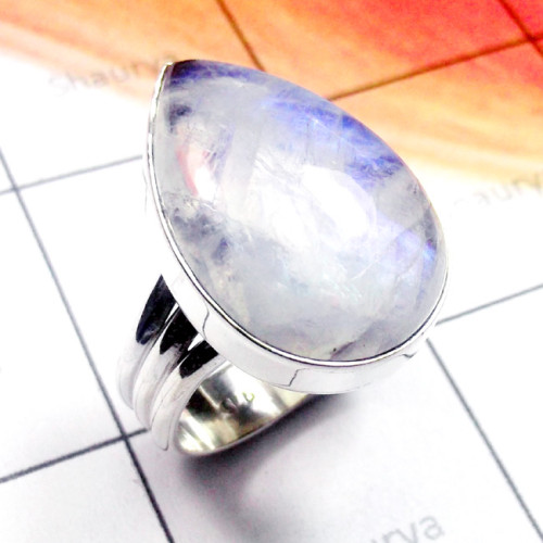 Rainbow O - PSR945-925 Plain Silver Cab Rainbow Stunning Ring