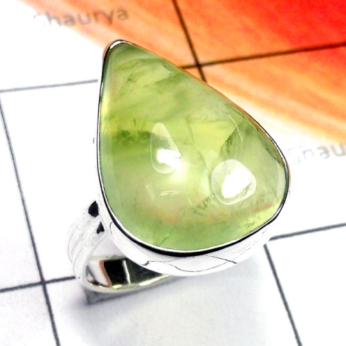 Prynite O - PSR943-Prynite Cab Gemstone 925 Sterling Silver Elegant Ring