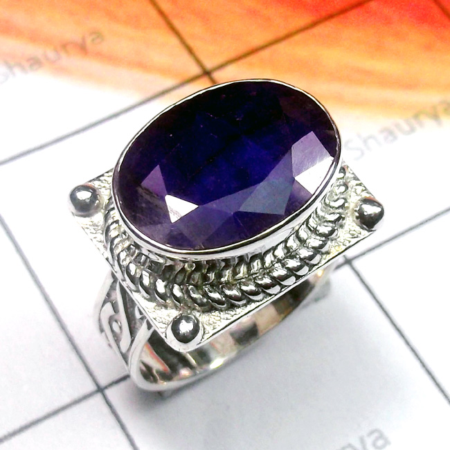 Blue Sapphire Corundum B - SCR916-New Design Cut Gemstone 925 Silver Casting Ring Blue Sapphire Corundum B - SCR916-New Design Cut Gemstone 925 Silver Casting Ring