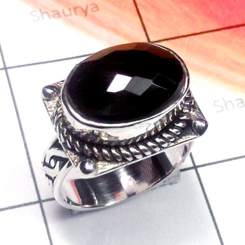 Black Onyx C - SCR916-New Design Cut Gemstone 925 Silver Casting Ring