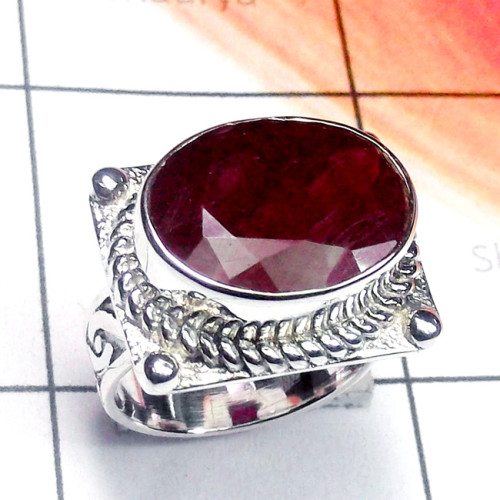 Ruby Corundum D - SCR916-New Design Cut Gemstone 925 Silver Casting Ring