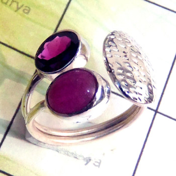 Pink Ruby Corundum B - SDR883-Pink Ruby Corundum 925 Sterling Silver Designer Ring