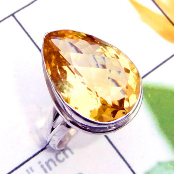 Citrine O - PSR941-925 Sterling Silver Multi Gemstone Plain Ring