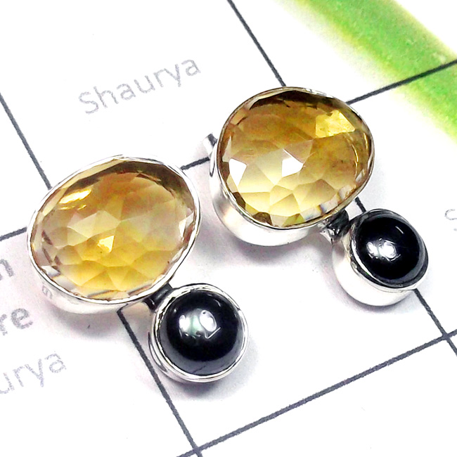 Mix Cut & Cab A - SSE981-Multi Cut n Cab Gemstone 925 Plain Silver Stud Earring Mix Cut & Cab A - SSE981-Multi Cut n Cab Gemstone 925 Plain Silver Stud Earring