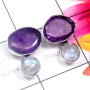 Mix Cut & Cab I - SSE981-Multi Cut n Cab Gemstone 925 Plain Silver Stud Earring