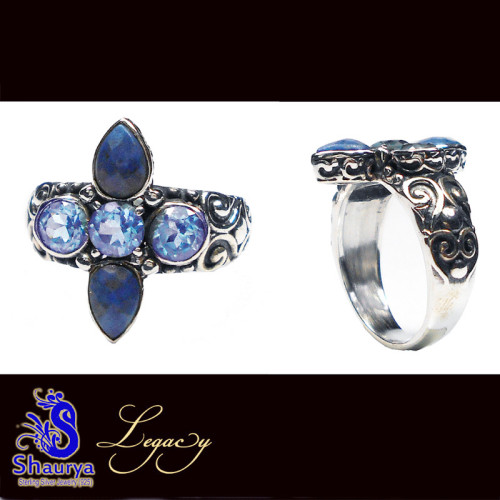 Blue Topaz A - FBJ995-925 Sterling Silver Cut Gemstone Filigree Bali Jewelry Blue Topaz A - FBJ995-925 Sterling Silver Cut Gemstone Filigree Bali Jewelry