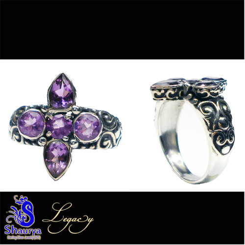 Amethyst B - FBJ995-925 Sterling Silver Cut Gemstone Filigree Bali Jewelry Amethyst B - FBJ995-925 Sterling Silver Cut Gemstone Filigree Bali Jewelry