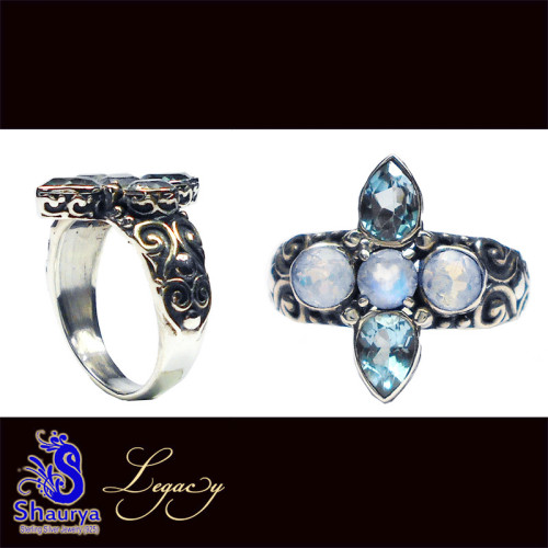 Rainbow C - FBJ995-925 Sterling Silver Cut Gemstone Filigree Bali Jewelry Rainbow C - FBJ995-925 Sterling Silver Cut Gemstone Filigree Bali Jewelry