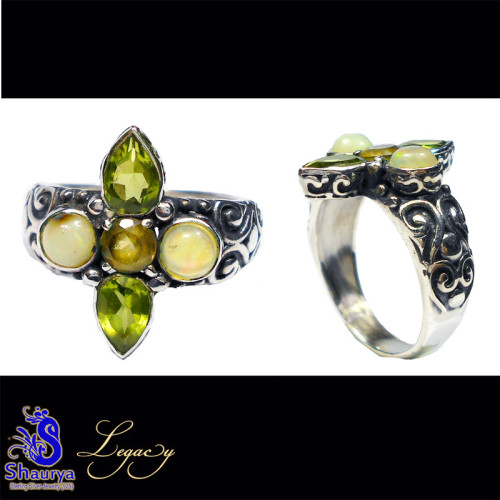 Peridot, Ethiopian Opal D - FBJ995-925 Sterling Silver Cut Gemstone Filigree Bali Jewelry Peridot, Ethiopian Opal D - FBJ995-925 Sterling Silver Cut Gemstone Filigree Bali Jewelry