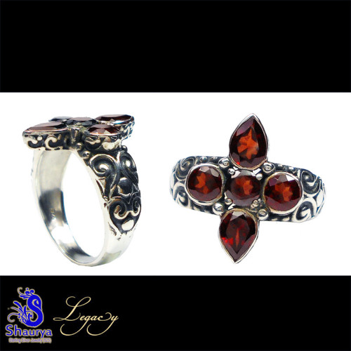 Garnet E - FBJ995-925 Sterling Silver Cut Gemstone Filigree Bali Jewelry Garnet E - FBJ995-925 Sterling Silver Cut Gemstone Filigree Bali Jewelry