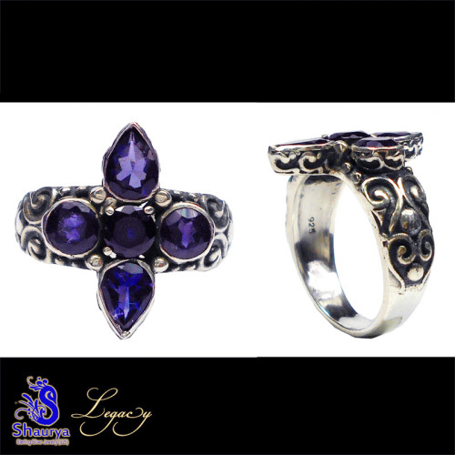 Iolite O - FBJ995-925 Sterling Silver Cut Gemstone Filigree Bali Jewelry Iolite O - FBJ995-925 Sterling Silver Cut Gemstone Filigree Bali Jewelry