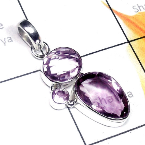 Amethyst D - ISP898-Cut Gemstone 925 Plain Silver Stunning Pendant Amethyst D - ISP898-Cut Gemstone 925 Plain Silver Stunning Pendant