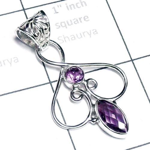 Amethyst E - SD816-Superior 925 Sterling Silver Cut n Cab Gemstone Designer P