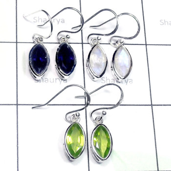 Multi Cut Gemstone A - CES971-Multi Cut Gemstone 925 Sterling Silver 3 Pair Casting Ear Multi Cut Gemstone A - CES971-Multi Cut Gemstone 925 Sterling Silver 3 Pair Casting Ear