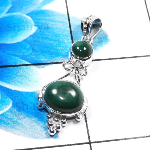 Malachite K - CSP957-Cut n Cab Gemstone 925 Sterling Silver Casting Pendant