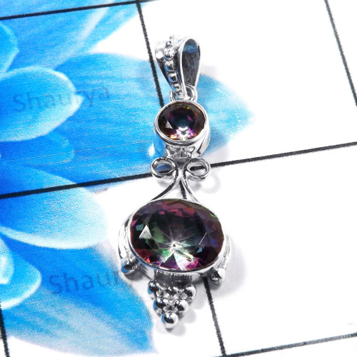 Mystic Quartz L - CSP957-Cut n Cab Gemstone 925 Sterling Silver Casting Pendant