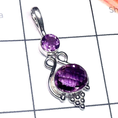 Amethyst O - CSP957-Cut n Cab Gemstone 925 Sterling Silver Casting Pendant