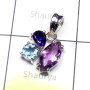 Multi Cut Gemstone B - SCS991-Multi Cut Gemstone 925 Sterling Silver Fancy Set
