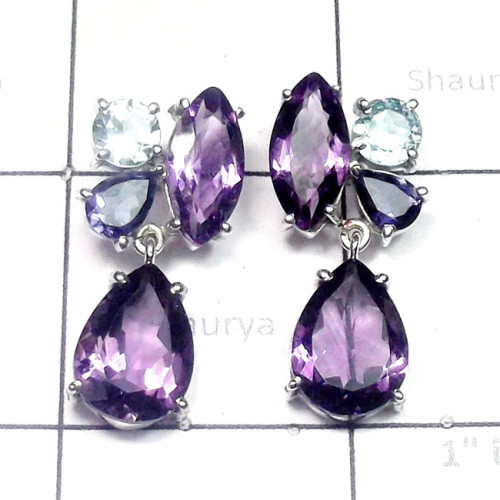 Multi Cut Gemstone D - SCS991-Multi Cut Gemstone 925 Sterling Silver Fancy Set Multi Cut Gemstone D - SCS991-Multi Cut Gemstone 925 Sterling Silver Fancy Set