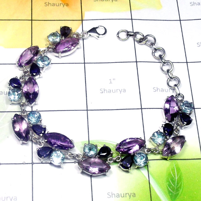 Multi Cut Gemstone O - SCS991-Multi Cut Gemstone 925 Sterling Silver Fancy Set Multi Cut Gemstone O - SCS991-Multi Cut Gemstone 925 Sterling Silver Fancy Set