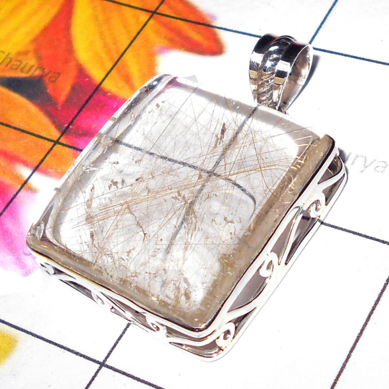 17.5 gram Gold Rutile O - XCP990- Large chunky style close out Pendants 925 silver 17.5 gram Gold Rutile O - XCP990- Large chunky style close out Pendants 925 silver