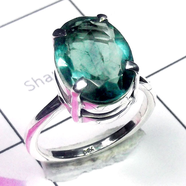 Appetite D - SPR982-925 Exclusive Silver Cut n Cab Gemstone Prong Setting Rin