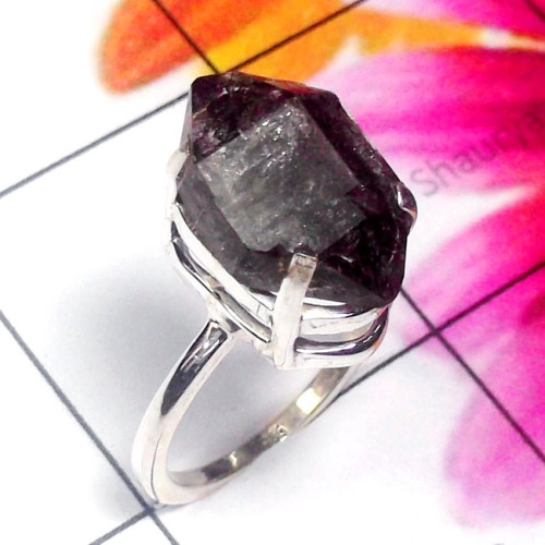 Herkimer Diamond H - SPR982-925 Exclusive Silver Cut n Cab Gemstone Prong Setting Rin Herkimer Diamond H - SPR982-925 Exclusive Silver Cut n Cab Gemstone Prong Setting Rin