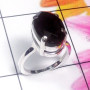 Black onyx I - SPR982-925 Exclusive Silver Cut n Cab Gemstone Prong Setting Rin