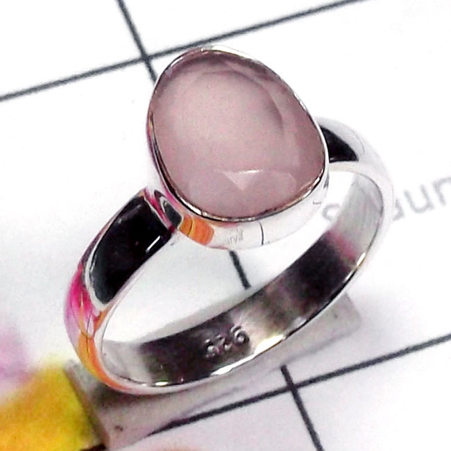Rose Quartz J - PSR940-Multi Gemstone 925 Sterling Silver Wholesale Plain Ring