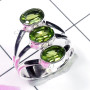 Peridot A - PSR939-Three Stone 925 Plain Silver Wholesale Ring