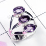 Amethyst C - PSR939-Three Stone 925 Plain Silver Wholesale Ring