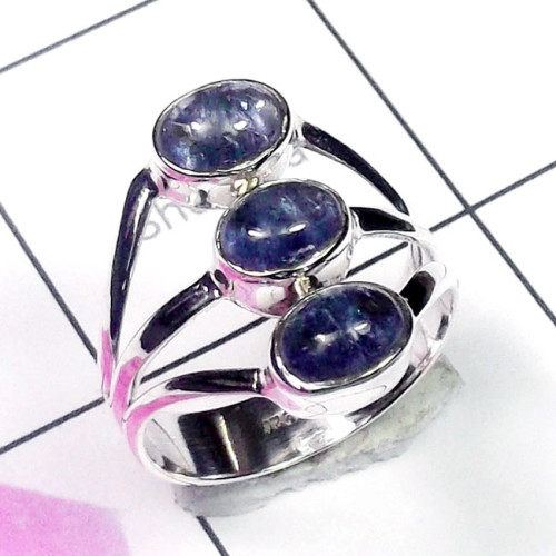Tanzanite D - PSR939-Three Stone 925 Plain Silver Wholesale Ring Tanzanite D - PSR939-Three Stone 925 Plain Silver Wholesale Ring