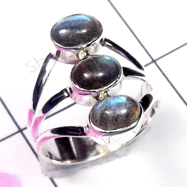 Labradorite E - PSR939-Three Stone 925 Plain Silver Wholesale Ring Labradorite E - PSR939-Three Stone 925 Plain Silver Wholesale Ring