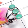 blue copper Turquoise H - PSR939-Three Stone 925 Plain Silver Wholesale Ring