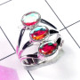Rainbow Mystic O - PSR939-Three Stone 925 Plain Silver Wholesale Ring