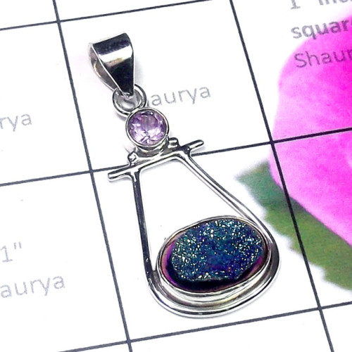 Window Druzy E - SD805-Multi Gemstone Made in 925 Silver Designer Pendant