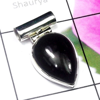 Black onyx E - ISP897-925 Plain Silver Cut n Cab Gemstone Lightweight Wholesale