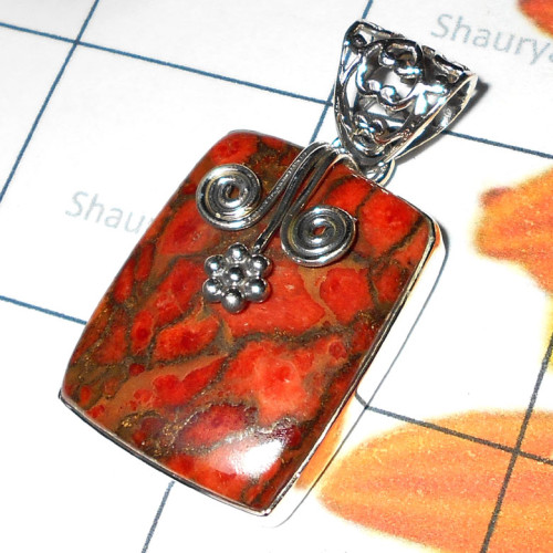 10.7 gram Red copper Turquoise E - XCP985- 925 Sterling silver Chunky style Large closeout Pendants