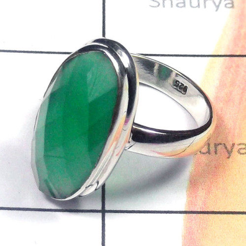 Green Onyx B - PSR938-Cut n Cab Gemstone 925 Exclusive Silver Stunning Ring