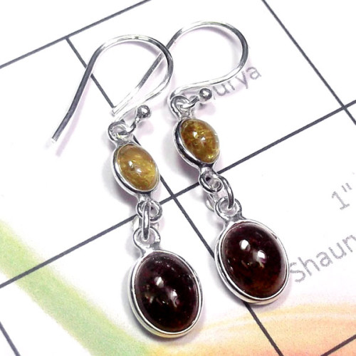 Tourmaline Cab A - BZE967-Two Stone Cab Tourmaline 925 Sterling Silver Lightweight