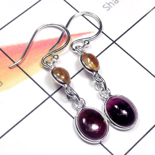 Tourmaline Cab C - BZE967-Two Stone Cab Tourmaline 925 Sterling Silver Lightweight